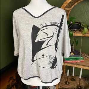 VTG Bodymasters Graphic Print Vneck  Unique Workout Top